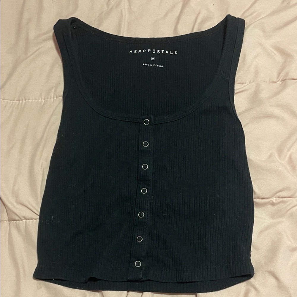 Aeropostale Black Button-Front Tank Top